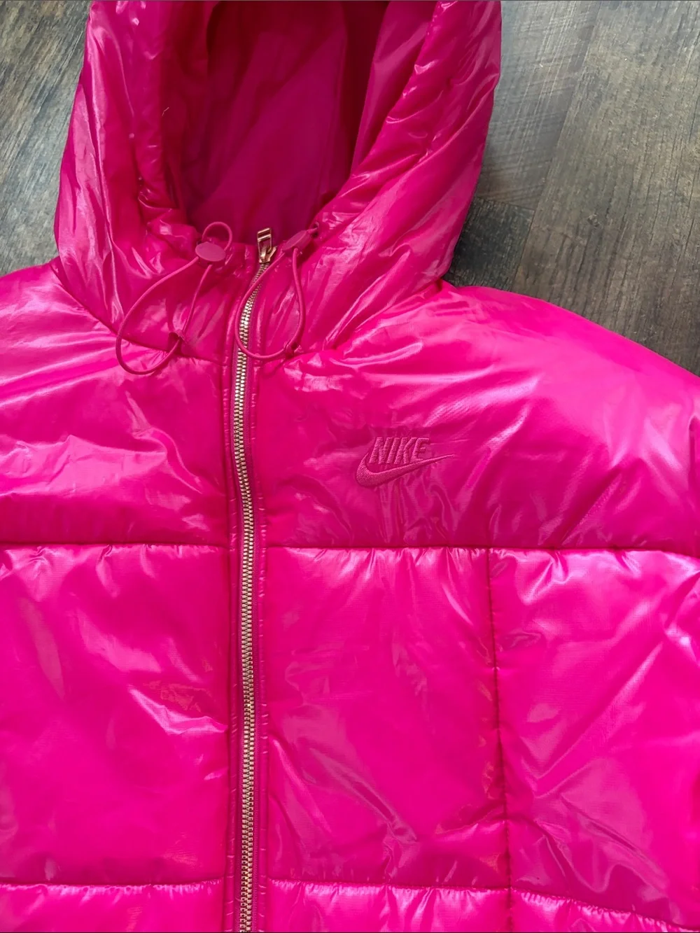 Nike Women’s Hot Pink Hooded Quilted Puffer Jacket